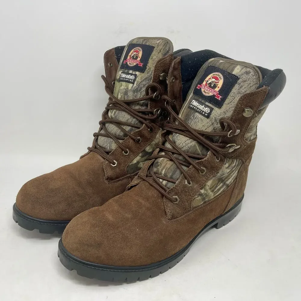 Brahma Leather Boots Brown + Camo Thinsulate Insulated Men's Sz 13